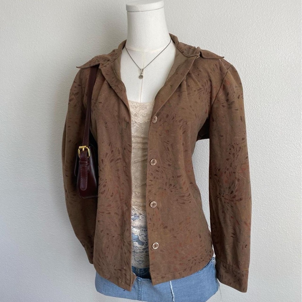 Vintage Western Connection Brown Button Up Blouse Floral Bohemian - Picture 3 of 6